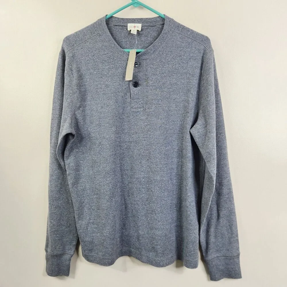 NEW J. Crew Mens Long Sleeve Pullover 2 Button Henley Sweatshirt Medium